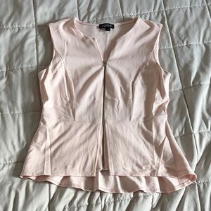 Le Chateau Light Pink Zip-Front Peplum Blouse